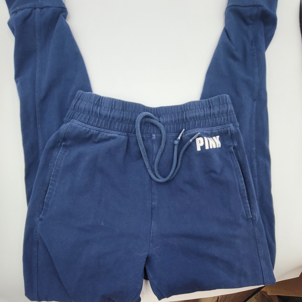 PINK Victoria's Secret Womens Navy Blue Slim Fit Jogger Sweatpants XS Pockets